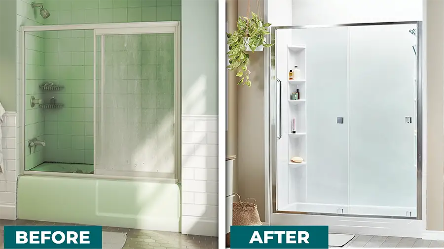 before and after shower comparison