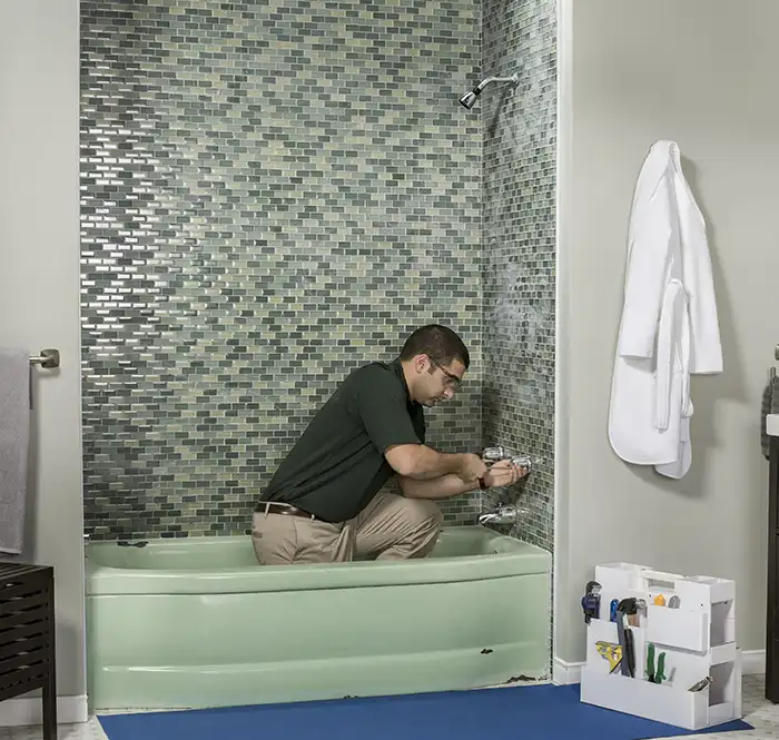 man cleaning area.